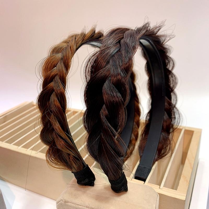 Women's Braided Hair Band High Elasticity Hairpiece Fashionable Hair Accesories Hairband for Girls Natural Look
