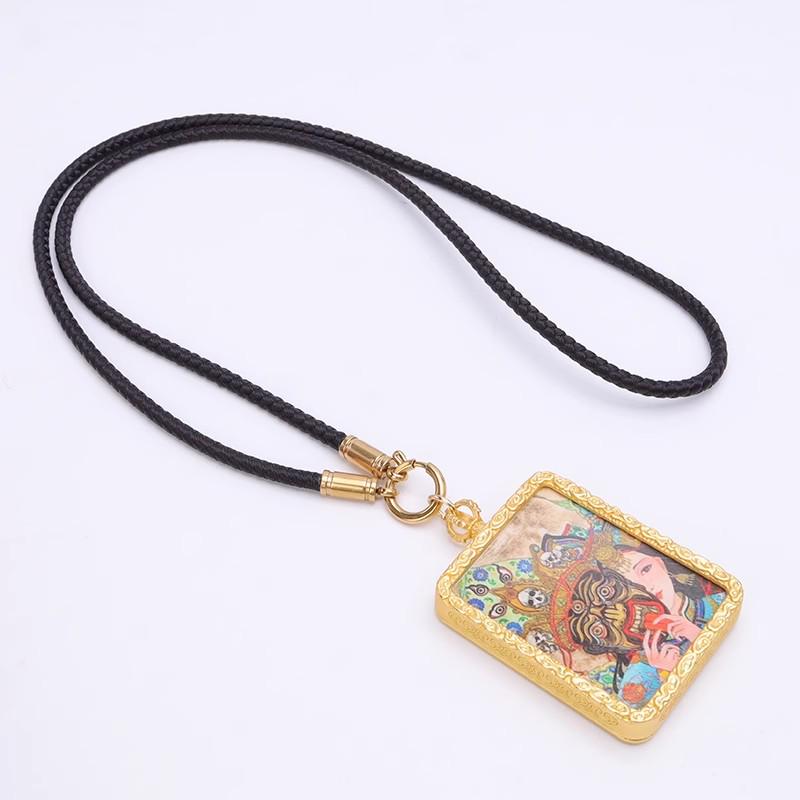 Tibetan Buddha Amulet Necklace with Thangka Pendant & Titanium Steel Quick-Release Buckle