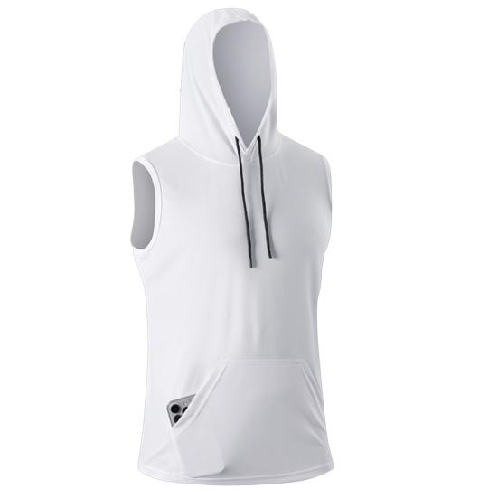 

Мужской жилет с передним карманом, капюшоном, дизайном, веревочным покрытием, без рукавов, повседневный дышащий топ для дома и спортзала, уличная одежда L белый