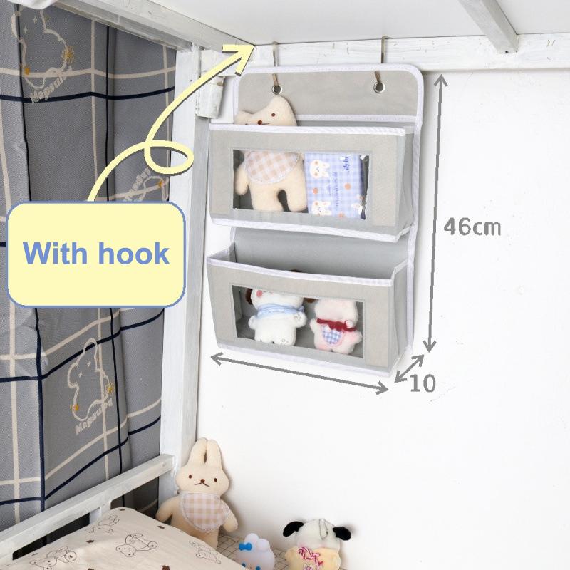 

2/3 Layers Hanging Storage Bags Sundries Storage Non-Woven Fabric Organizer Shelf Over The Door Wall Door Storage 46cm сірий колір