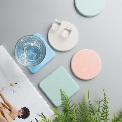 1Pc Solid Color Diatomaceous Earth Coaster - Round/Square Absorbent Non-slip Mat, Toiletries Cup Pad for Home Kitchen Decoration