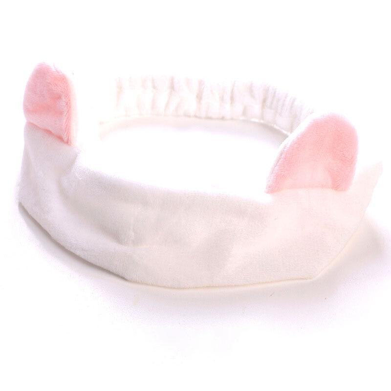 Korean Style Cute Cat Ear Embroidered Face Washing Headband Set