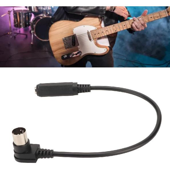 MIDI Cable, 6.35mm 1/4 Inch Female to DIN 5 Male Sound Adapter, 90 Degree Right Angle TRS Stereo Audio Cable for Keyboard, Electric Piano, Guitar
