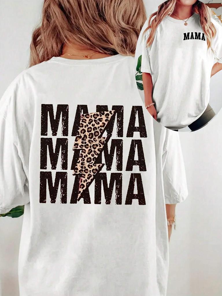 Lightning Leopard Pattern Mother'S Day Womens T-Shirts Fashion Cotton Tshirts Street Hip Hop Clothing Loose Breathable T Shirt