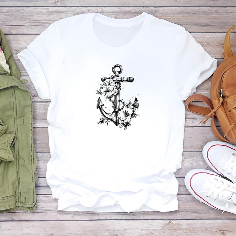 Cute printed women's T-shirt, short-sleeve summer style, perfect for daily trendy fashion wear.