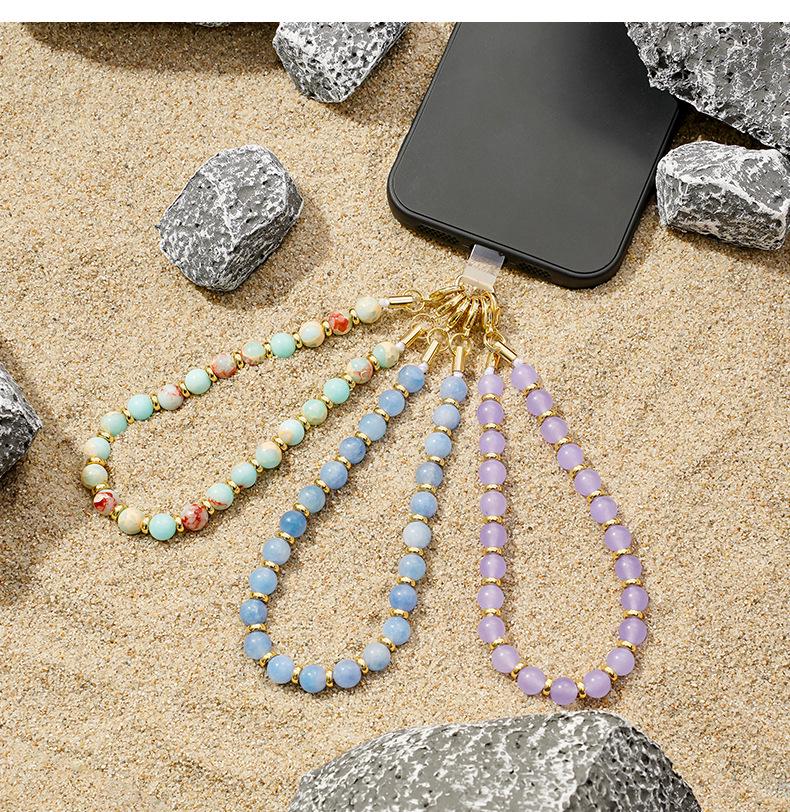 High-End Men's & Women's Fashion Cat's Eye Stone Beaded Phone Chain Lanyard