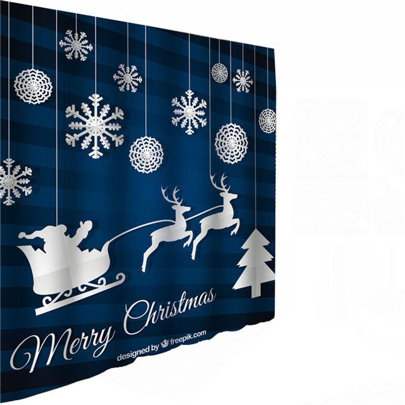 Premium Christmas Shower Curtain With Toilet Seat Cover Mats Rug Set For Stylish Holiday Bathroom