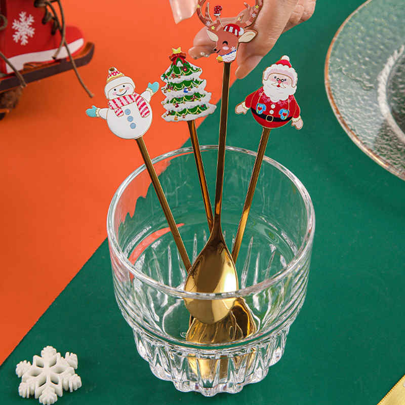 Stainless Steel Spoon Christmas Coffee Spoon Ice Cream Spoon Jam Spoon Dessert Spoon Christmas Gifts Kitchen Accessories