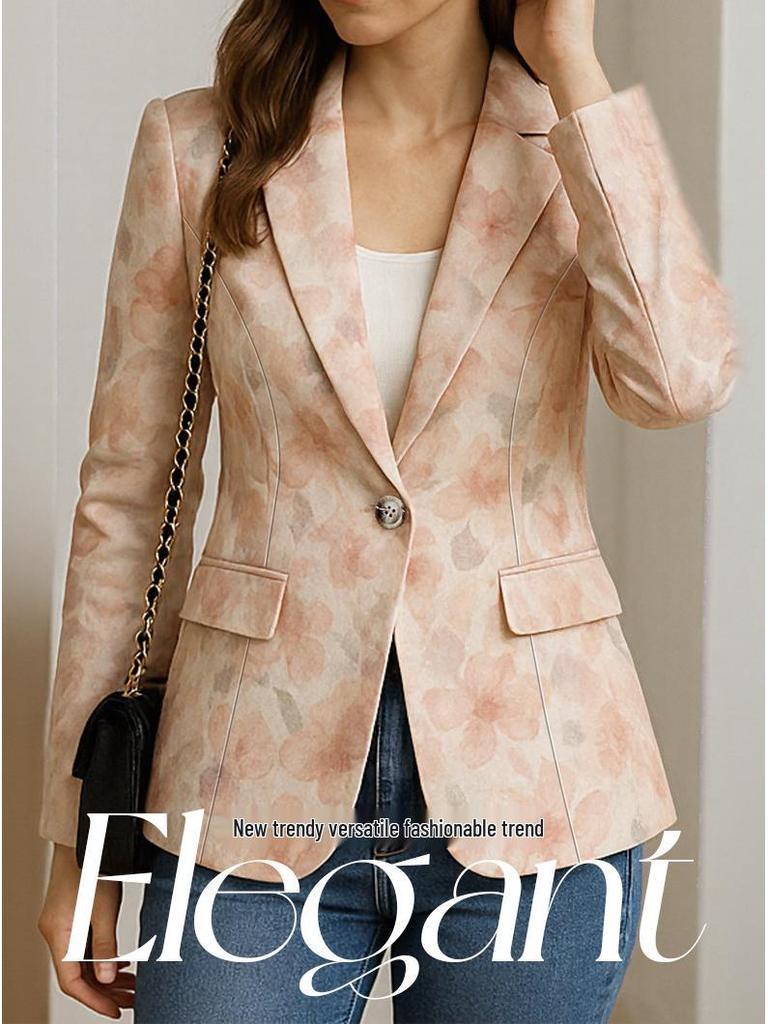 Women's European Floral Print Single-Breasted Jacket