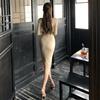 Women's French Heavy Industry Lace-Up Long Sleeve Slim-Fit Dress