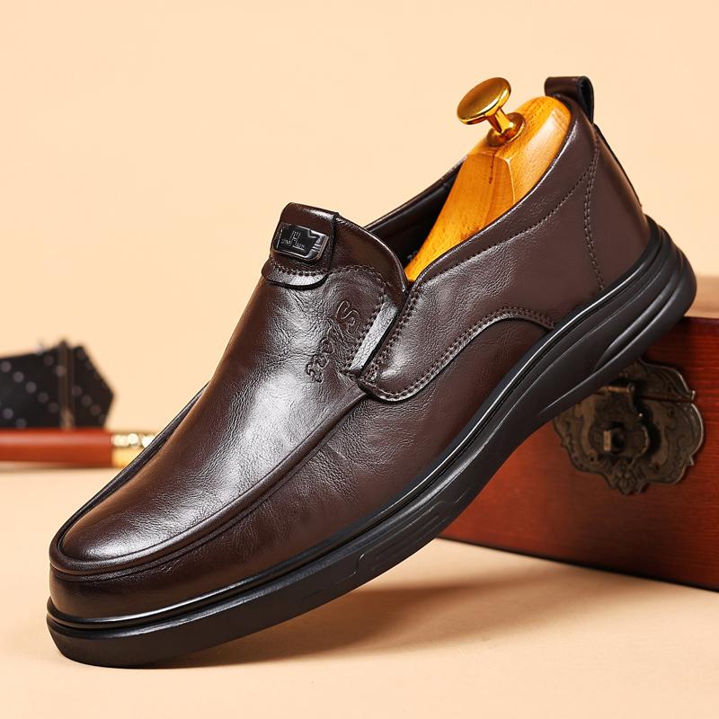 

Модные дизайнерские мужские туфли без застежек, удобные кожаные мокасины с круглым носком для мужчин, туфли на плоской подошве, вечерние туфли, мужская обувь для вечеринок 44 коричневый