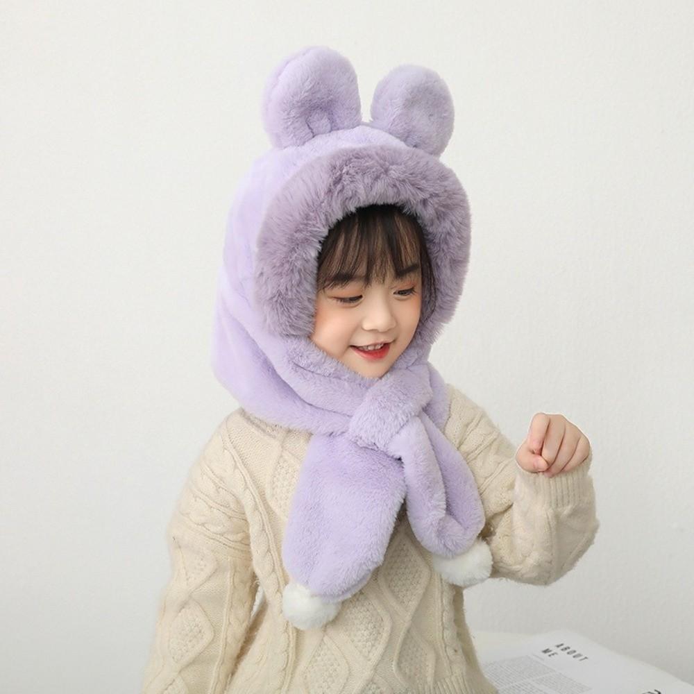 One-Piece Kids Hat Hooded Scarf Plush Infant Beanies Cap Fashion Winter Baby Hat Scarf