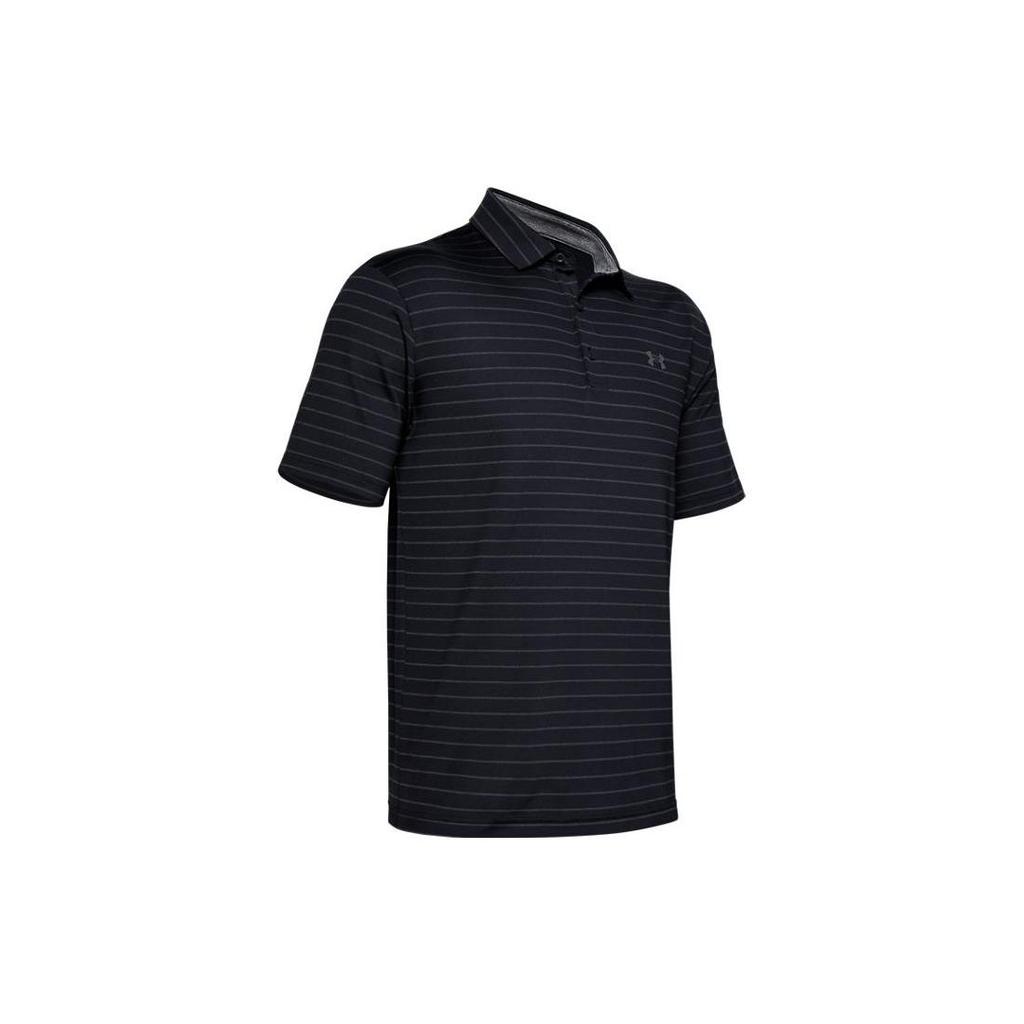 Under Armour Striped Golf Polo Shirt Men Tops Black 1351130-001
