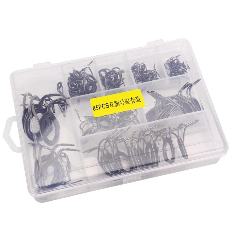 85PCS/SET Fishing Rod Guide Tip Repair Kit Set DIY Eye Rings Stainless Steel Frames Ceramics Guide Ring