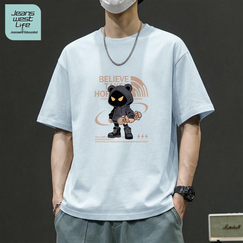 JEANSWEST LIFE Men s 2026 Cartoon Graphic Pure Cotton Short Sleeve T-Shirt 2XL