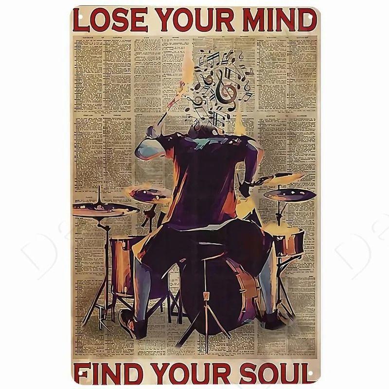 Vintage Rock Music Style Tin Painting for Bars Cafes Home Walls