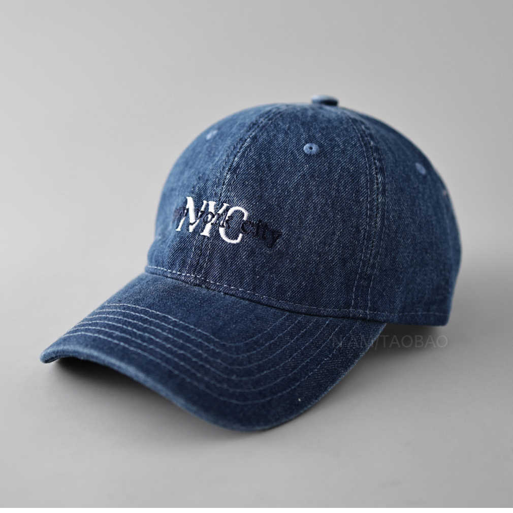 Letter Denim Baseball Cap With Adjustable Fit For Sun Protection And Breathability