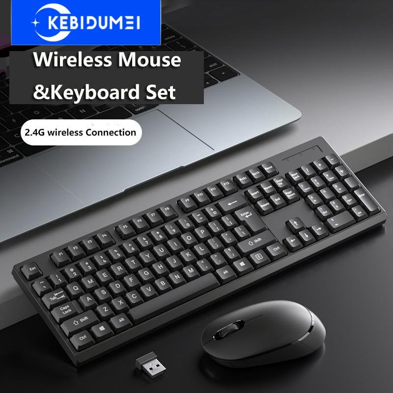 2.4GHz Wireless Keyboard Mouse Set Mobile Phone Tablet Computer Bluetooth Keyboard Mouse Set Mute 104 Keycaps Keyboard Plug and Play