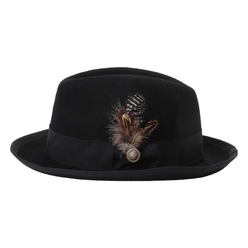 Cappello Panama Vintage Piume Cappello a Tesa Piatta Unisex Cosplay Festa Costume Cappelli Fedora