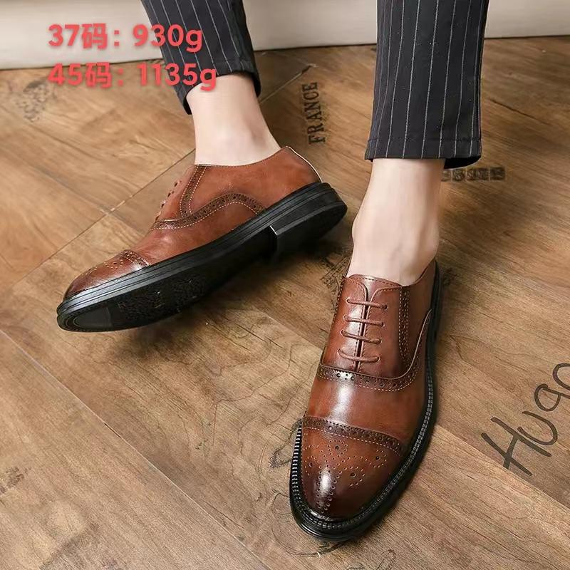 2025 Spring and Autumn New Men's Shoes Brock Large Size Trendy Business Casual Men's Leather Shoes Size 38-45 Wedding Shoes