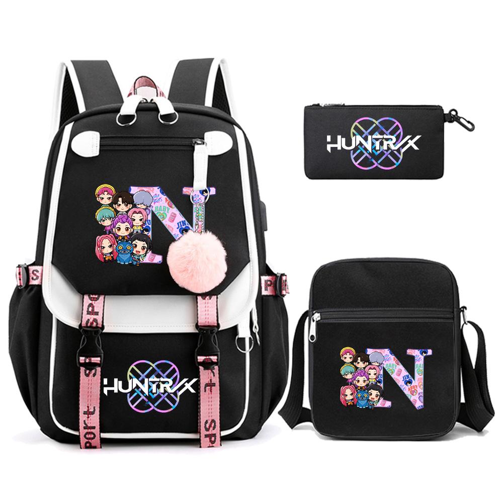 3Pcs/set Anime Cartoon K-pop Demon Hunters Printed Backpack with Shoulder Bag for Teenager Student Girl Boy Bookbag Large Capacity Travel Bag Kid Gift