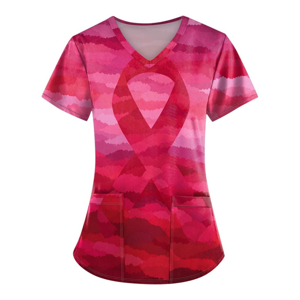 Dámská móda Overal s V výstřihem a krátkým rukávem s kapsami Potištěné topy Oblečení