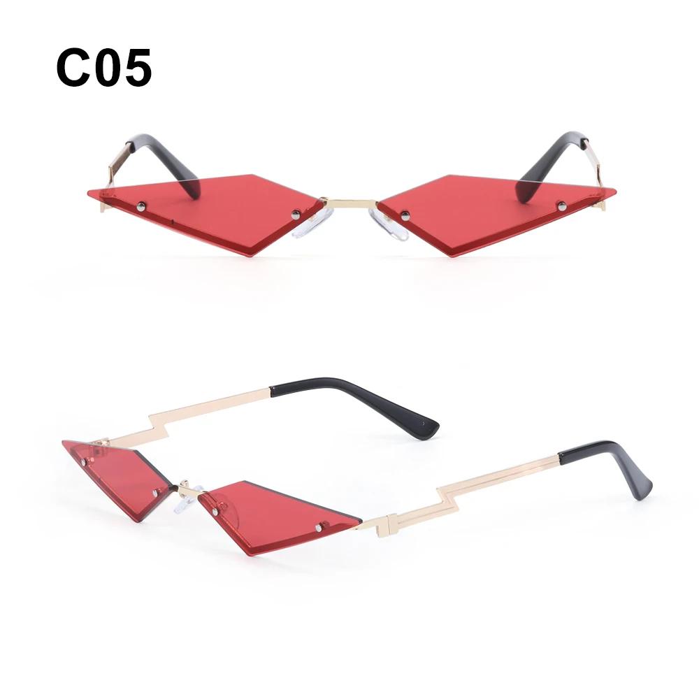 1PC Fashion Rimless Sunglasses Women Men Diamond Shape True Film Sun Glasses UV400 Trending Vintage Streetwear Narrow Eyewear