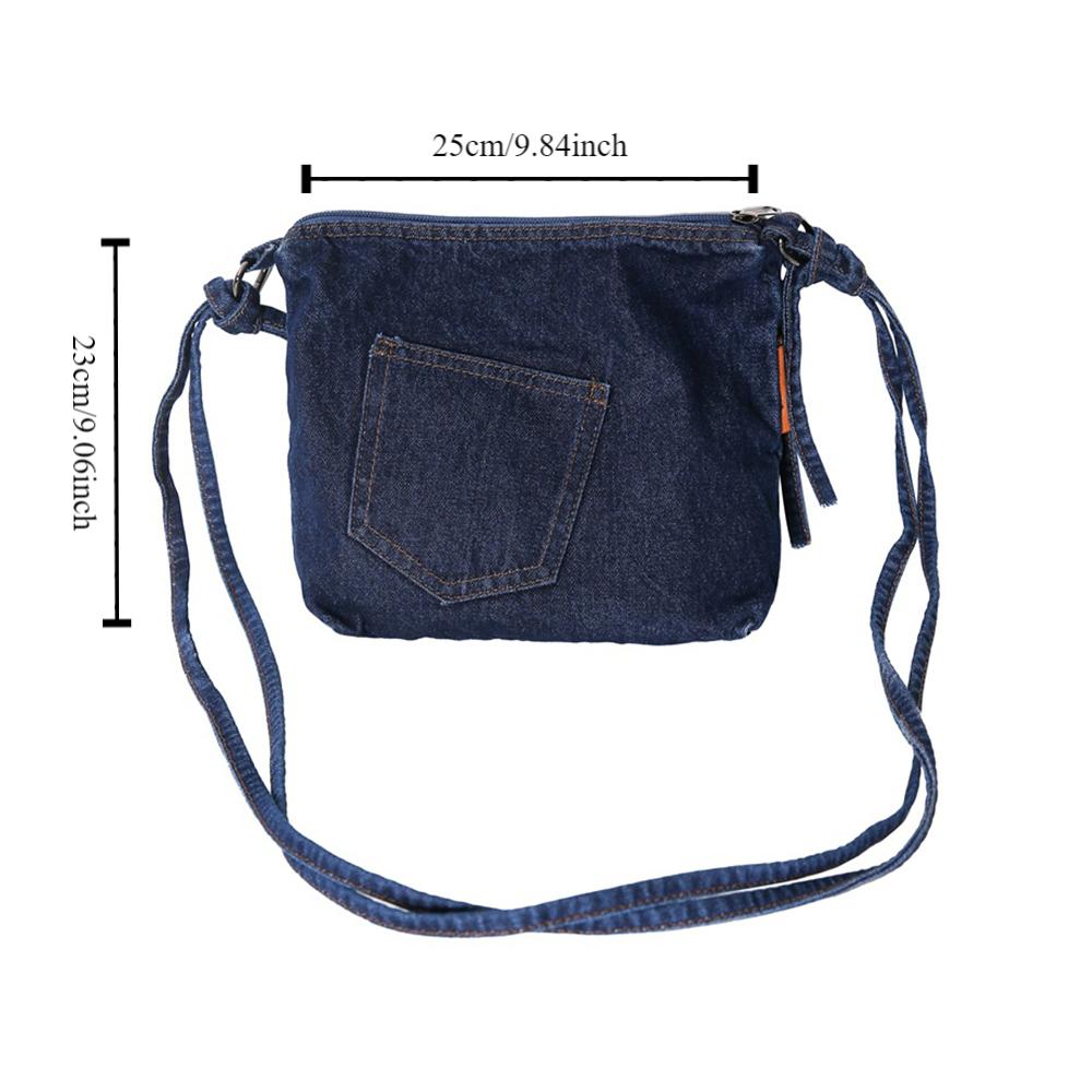 Y2K Vintage Handbag Street Style Solid Crossbody Bag Casual Denim Canvas Bag Travel