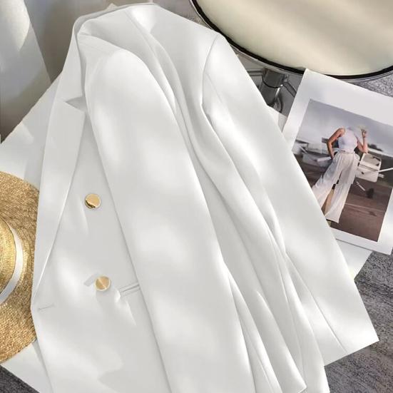 Dámský oblek Kabát Klopa Dlouhý rukáv Dvouřadé Zapínání Ležérní Kardigan Bunda Všestranný Jednobarevný Business Svrchní oděv