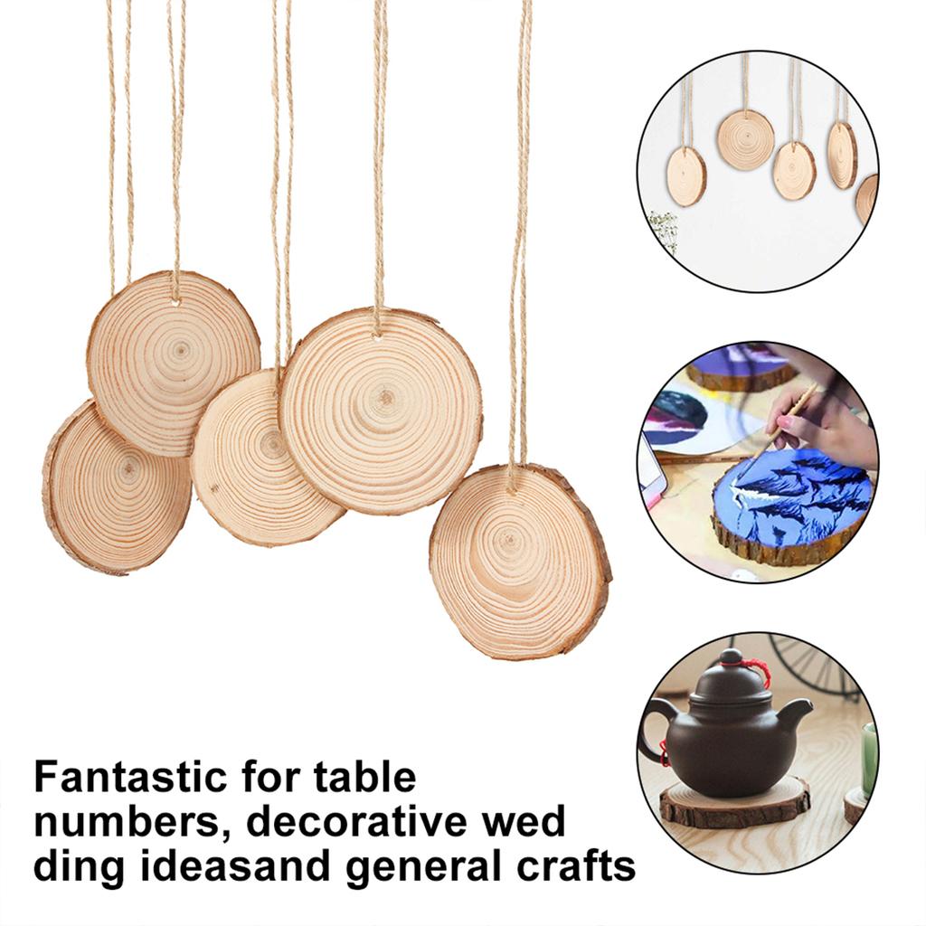 30Pcs Natural Wood Slice Round Rustic Wood Pieces Craft Wood Circle Kit Party Unfinished Wooden Slices Decoration for DIY