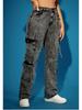 European & American Fashion Multi-Pocket High Elastic Denim Chain Work Pants