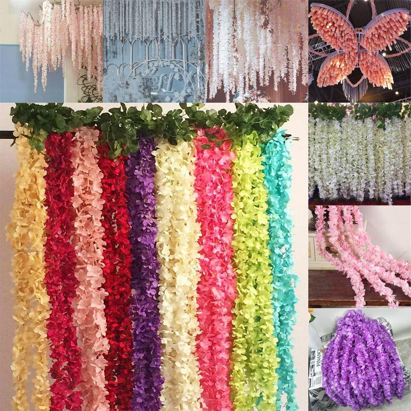 Garland 1m Artificial Hydrangea Wisteria Silk Flower Hanging Garden Home Wedding