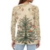 Women's Fashion Casual Slit Hem Round Neck Long Sleeve Loose Christmas Printed T-Shirt Ladies Top