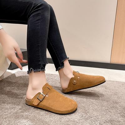 Fashion Comfortable Fashionable Women's Suede Mule Slippers Men's Cork Insoles Sandals with Arch Support Outdoor Beach Slides Home Shoes
