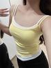 Korean Color Block Patchwork Camisole with Built-in Bra Pads and Stylish Design
