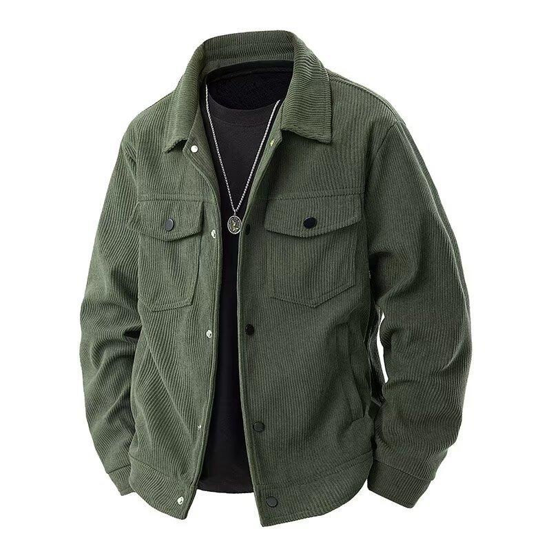 Retro manšestrová bunda Pánský kabát Trendy Pohledný Ležérní Korejský styl Klopa Top Podzim Zima Vnější oděv
