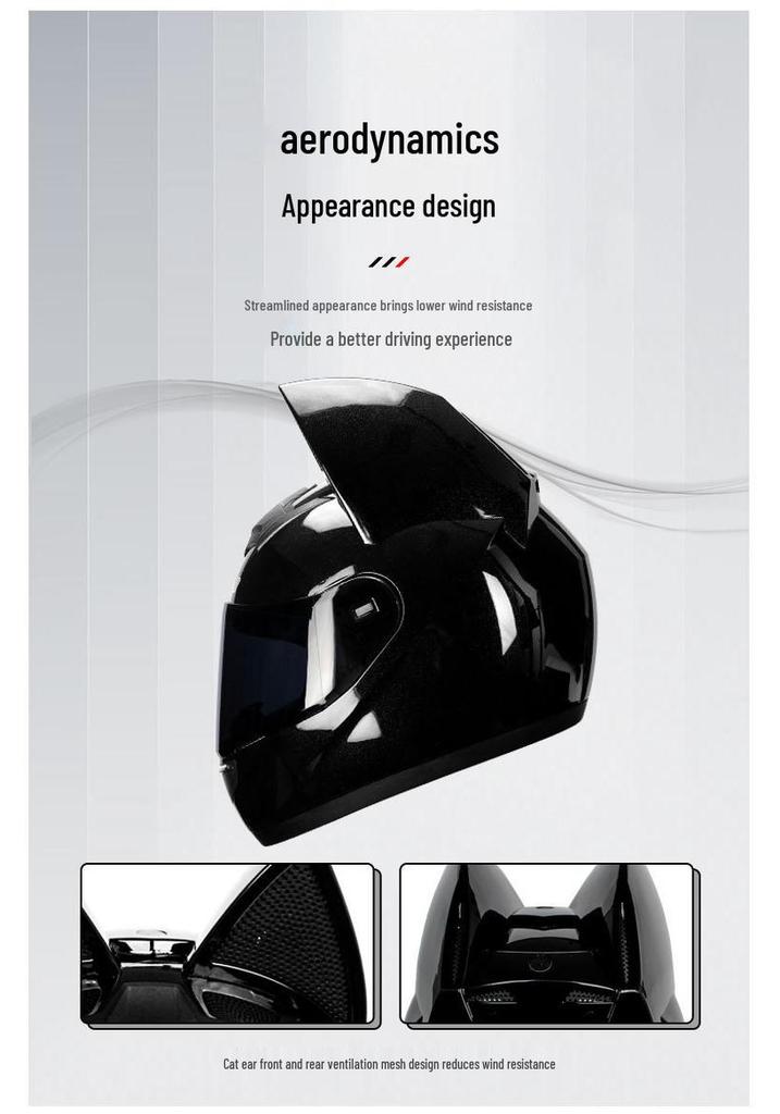 Universal Full Face Motorcycle Helmet with Cat Ears for Men and Women