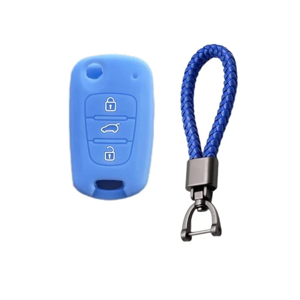 For Hyundai Elantra Accent I20 I30 Ix20 Ix35 Kia Sportage Rio3 Soul Optima Ceed Pro K5 K2 Silicone Car Key Case Cover Keychain