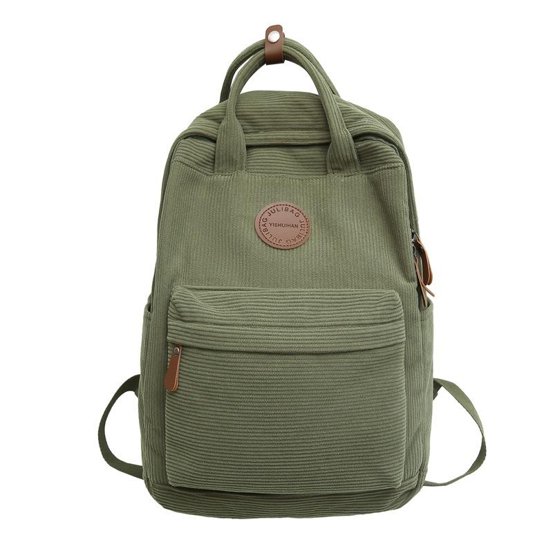 

Corduroy Hand-proposed Backpack for Foreign Trade New Korean Version Retro Canvas Backpack Casual Middle School Student School Bag