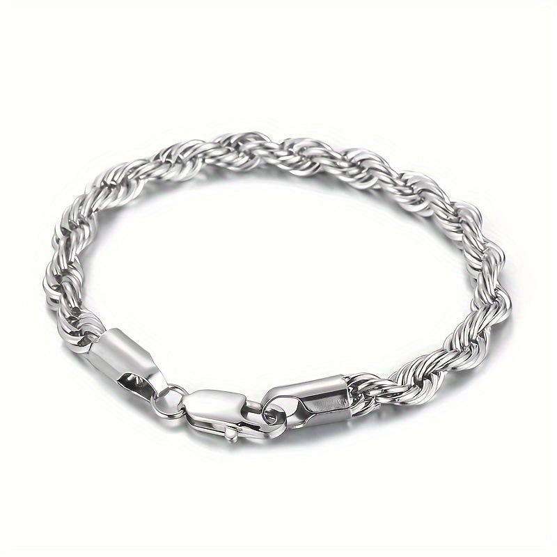 European American Foreign Trade Titanium Steel Jewelry Fashion Simple Men's Fried Dough Twists Chain 5mm Twist Rope Bracelet Wholesale