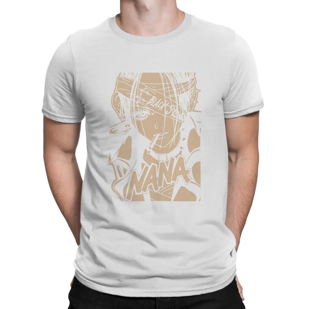 Men's T-Shirt Nana Vintage Manga Funny Pure Cotton Tee Shirt Short Sleeve NANA Osaki Manga T Shirts Round Neck Clothes Adult