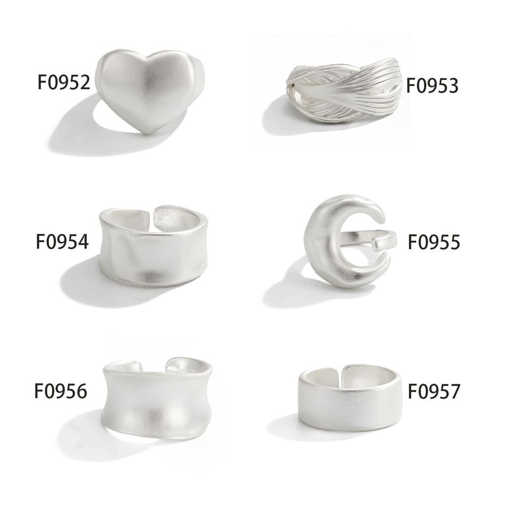 Matte Matte Love Wide Edge Ring Female, Metal Folded Matte Open Ring Index Finger Ring