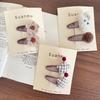 Korean Caramel Color Plush Rabbit Hair Tie & Flower Plaid Star Clip Set for Kids