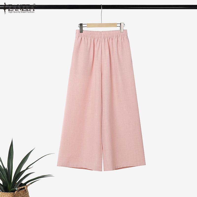 ZANZEA Women Casual Two Piece Set 3/4 Sleeve Button Up Shirt and Wide Leg Long Pants Loose Matching Outfits