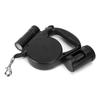 3 In 1 Black Plastic Portable Pet Automatic Retractable Traction Leash Rope with LED Light Garbage Bag for Dogs Cats