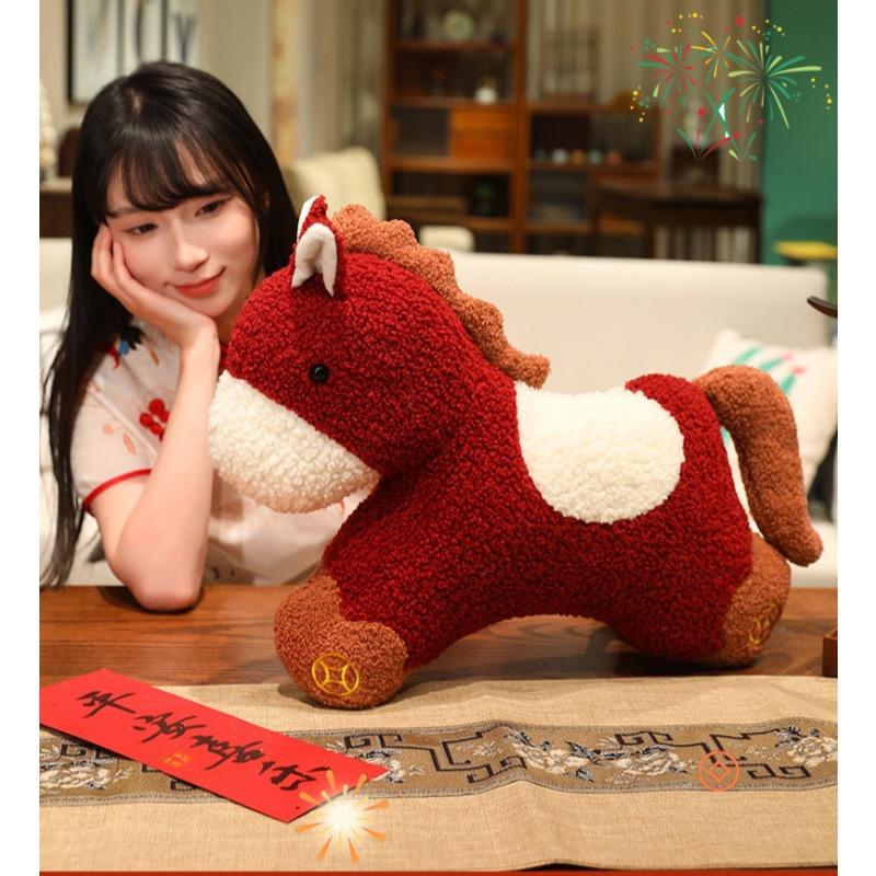 Creative Year of Horse Pillow - Unique Shape Sofa Decor Plush Cushion Car Backrest Cushion & Festive New Year Gift Decor