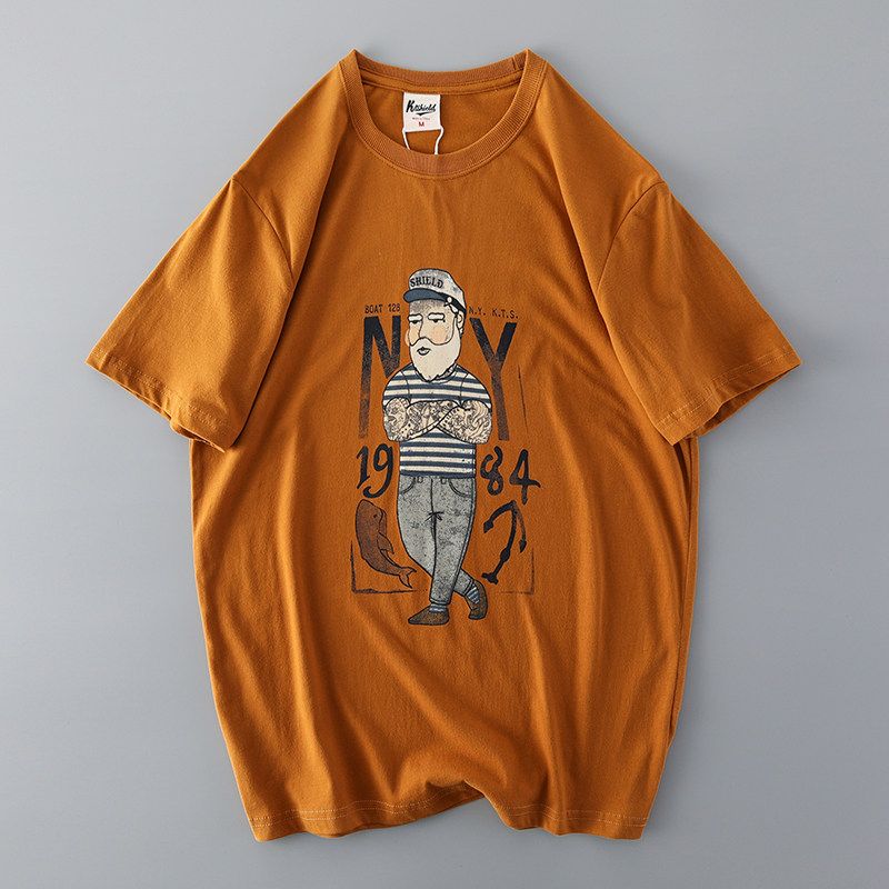 Trendy Retro Cotton Base Shirt Export Short Sleeve T-Shirt