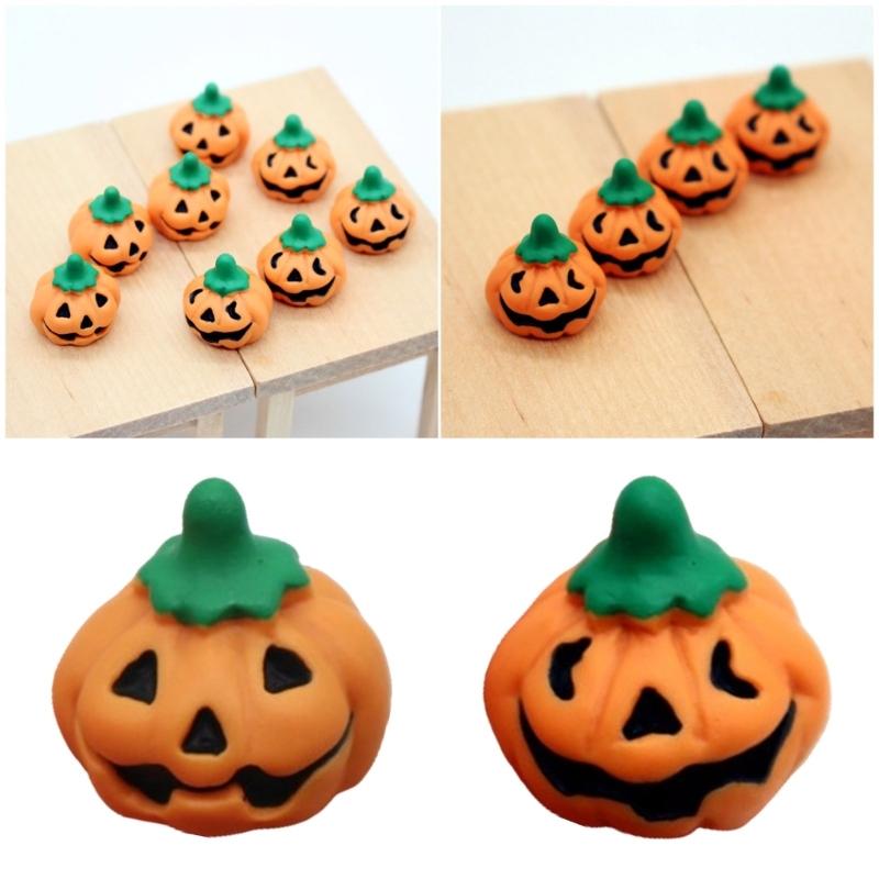 Miniature Pumpkin Figurine Resin Craft Model Project Accessories Halloween Theme Decors For 1/12 Doll House Accessories