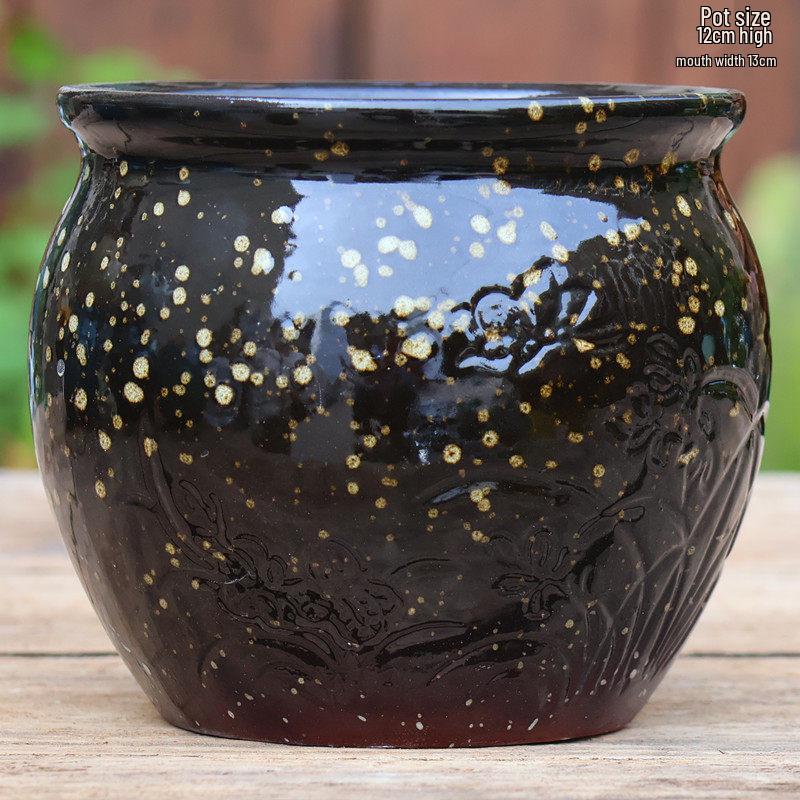 Handmade Retro Zisha Ceramic Pot for Succulents, Orchid, and Asparagus - Breathable Small Flower Pot