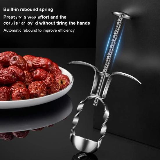 Cherry Pitter Portable Stainless Steel Effortless Olive Pit Red Date Corer Remover Fruit Dates Kitchen Tool Leak Hole